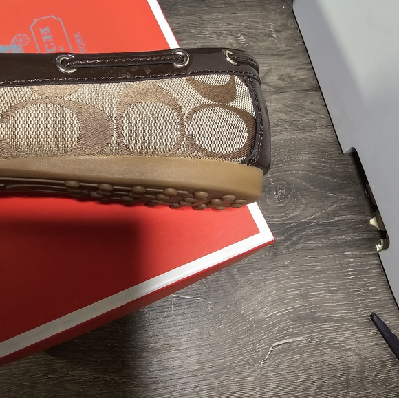 Coach Finna 8 M kahki jacquard driving shoe flat slip on moccasin style driving - Picture 8 of 8
